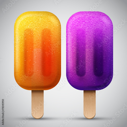 Bright realistic homemade frozen popsicle