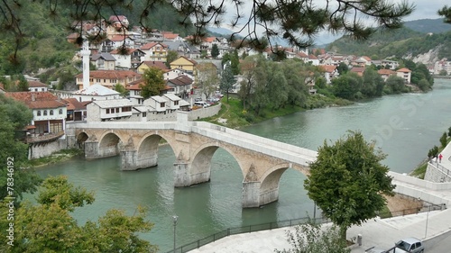Konjic bosnia and herzegovina city konjic old brdige view. photo