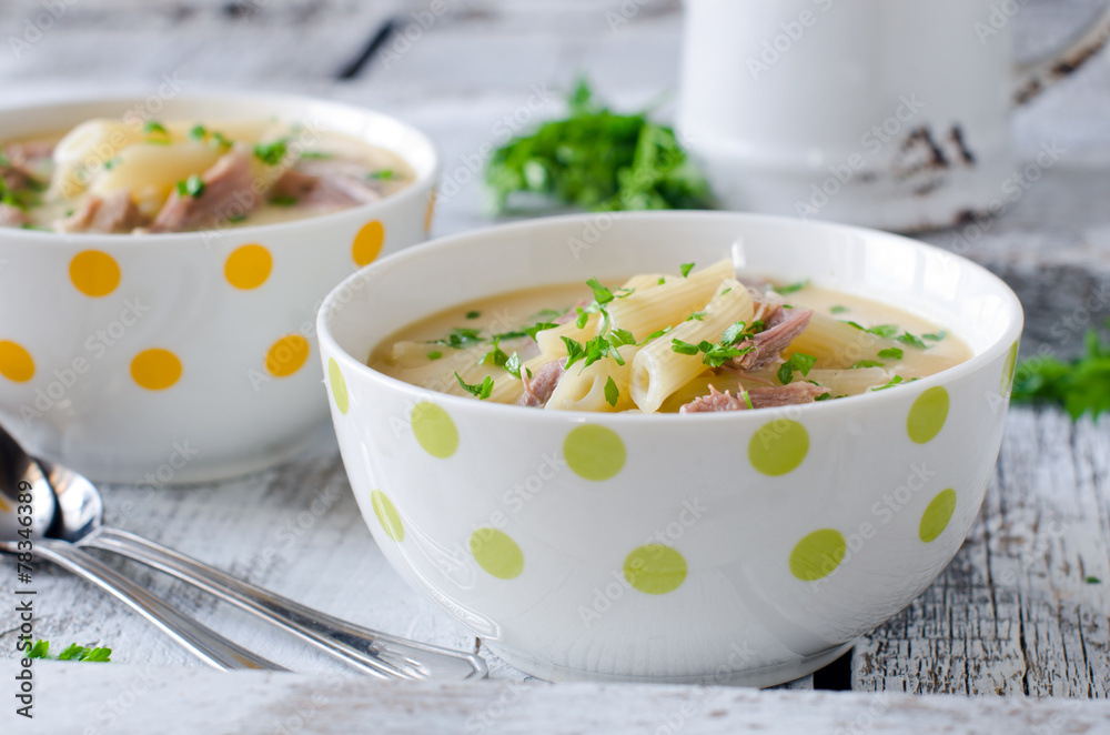 Chicken cream soup with pasta Chicken cream soup with pasta