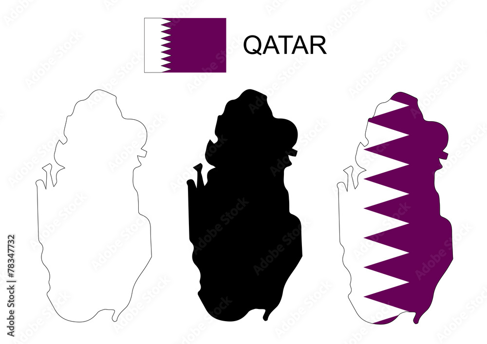 Qatar Map Vector Qatar Flag Vector Stock Vector Adobe Stock