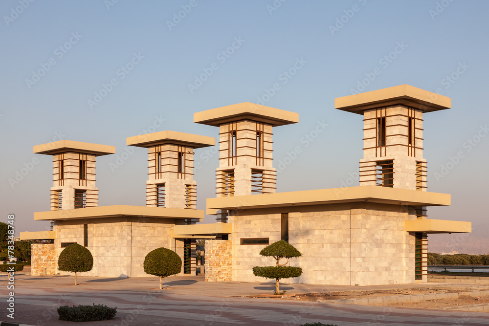 Naklejka premium Building at the corniche of Ras Al Khaimah, UAE