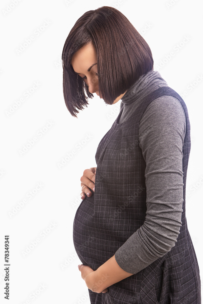 Portrait of Pregnant Caucasian Woman Wearing Casual Clothes Portrait of Pregnant Caucasian Woman Wearing Casual Clothes