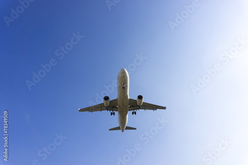 青空を飛行する旅客機