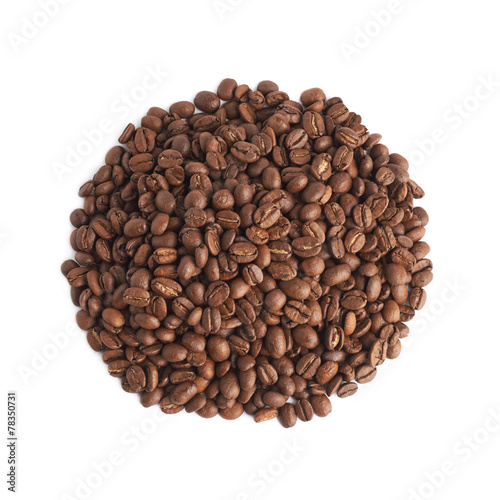 Pile of roasted brown coffee beans