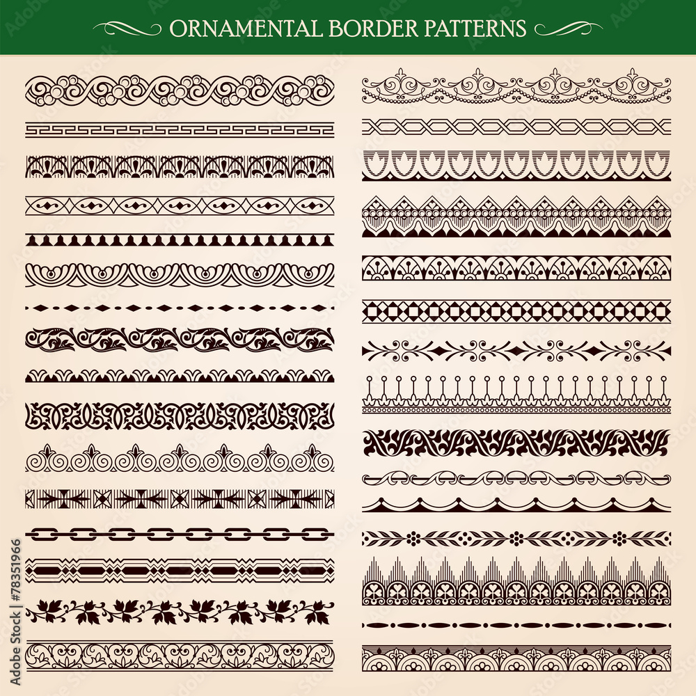 Ornamental border frame patterns vector - obrazy, fototapety, plakaty 