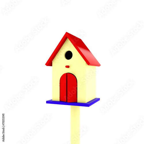 colorful bird house isolated on white