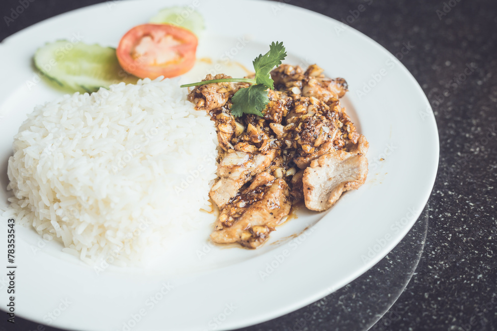Thai food pork fried with garlic Thai food pork fried with garlic