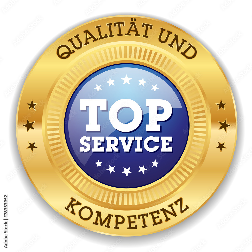 Blauer Top Service Siegel Mit Gold Rand