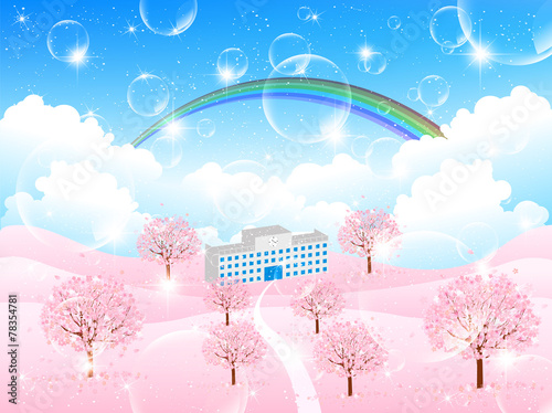 桜　学校　背景
