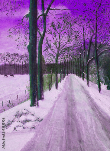 Oil painting of a winter landscape © michaklootwijk