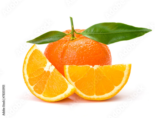 Orange whit slices and leaves