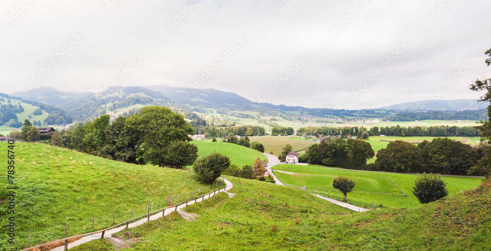 Panoramic view of Gruyeres. Switzerland