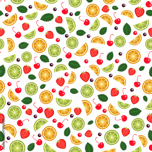 Fruit seamless background. Vector