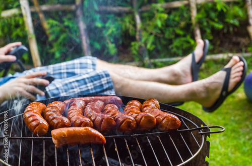 Garden party roasted sausages grill