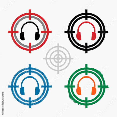Headphones icon on target icons background