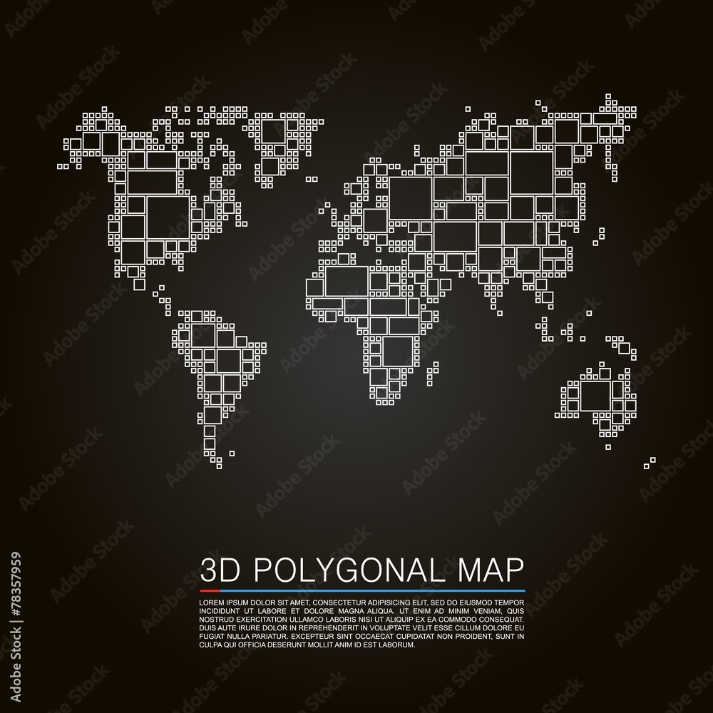 Map 3d polygon art cube