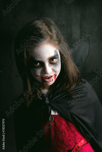 Girl in Halloween vampire costume