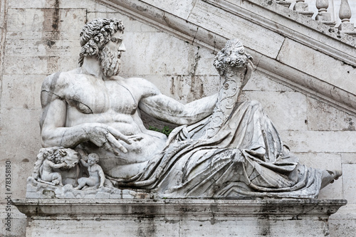Detail of facade of Palazzo Senatorio on the Capitol hill  Rome 