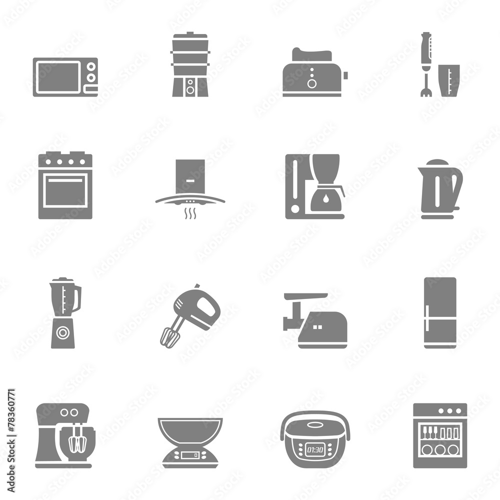 Kitchen appliances vector silhouette icon set Kitchen appliances vector silhouette icon set
