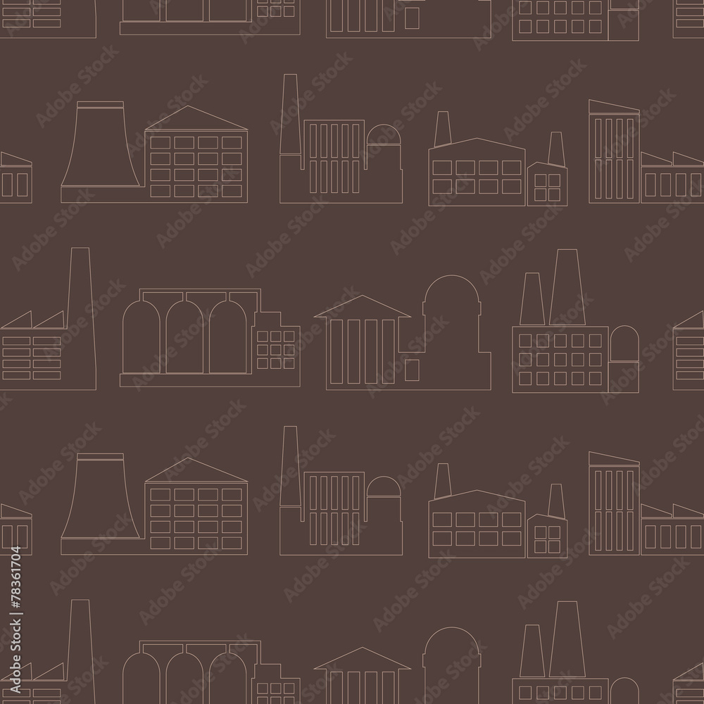 Seamless background with different industrial buildings