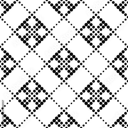 Black and white geometric seamless pattern with circle.