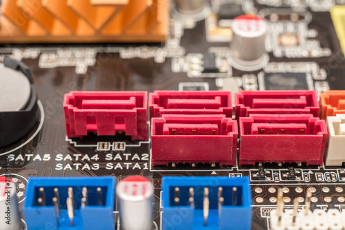 Принти на полотні Serial ATA Connectors On Computer Motherboard