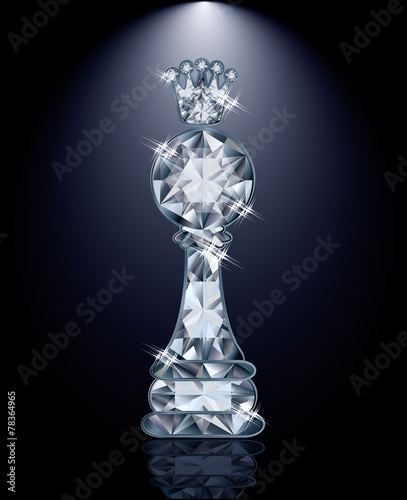 Diamond chess pawn with crown, vector illustration