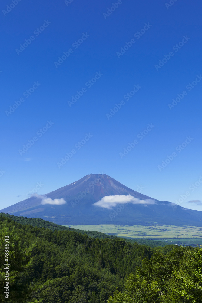 夏の快晴の富士山 二十曲峠からの眺望