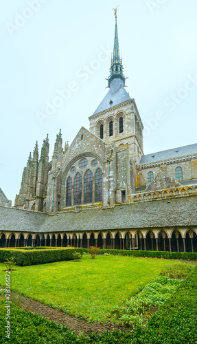 The Gothic gallery of St. Michael monastery. Mont Saint-Michel,