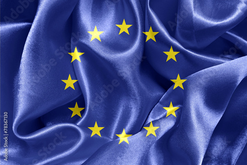 shiny fabric flags of the European Union