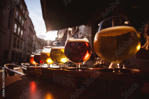 Canvas Print Flight of six Beers for Tasting