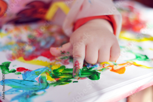 Artwork in progress - child painting