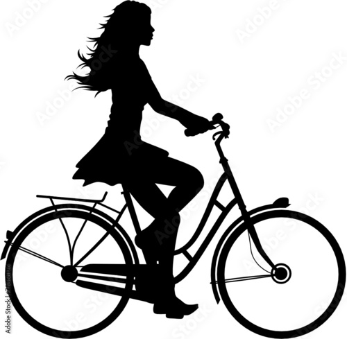 Fahrradfahrerin Vektor Silhouette