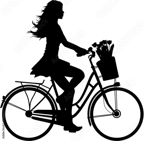 Fahrradfahrerin Vektor Silhouette