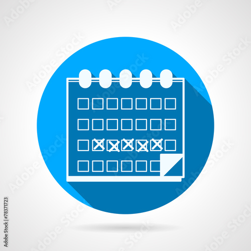 Round blue vector icon for menstrual calendar