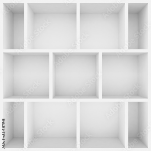 3d white shelves for show case