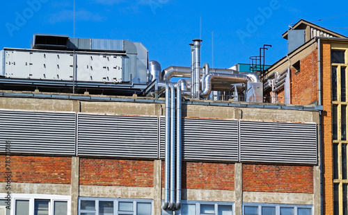 Pipes on the roof of the factory