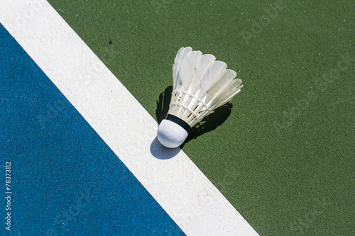 Shuttlecock badminton on court background