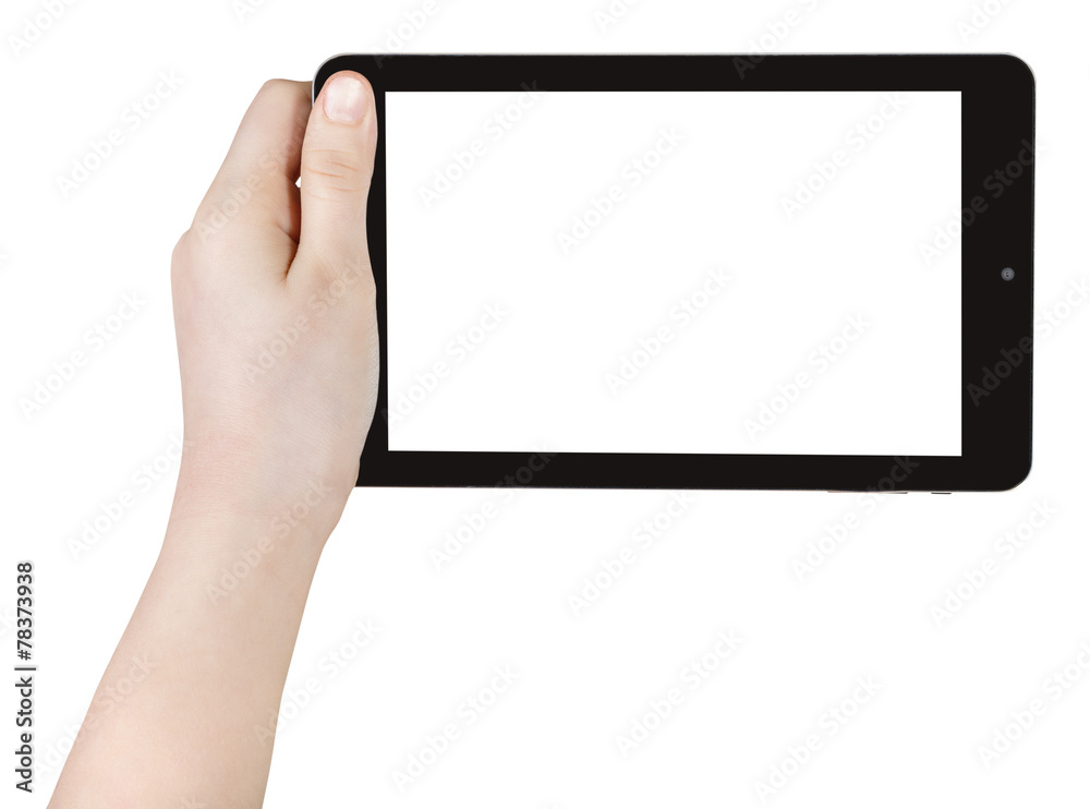 child's hand holding tablet pc isolated child's hand holding tablet pc isolated