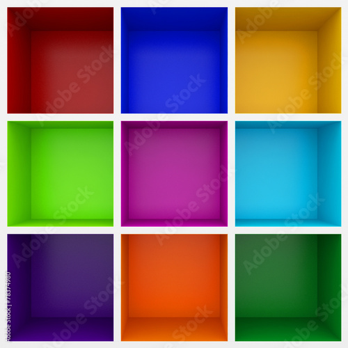 3d colorful shelves for show case
