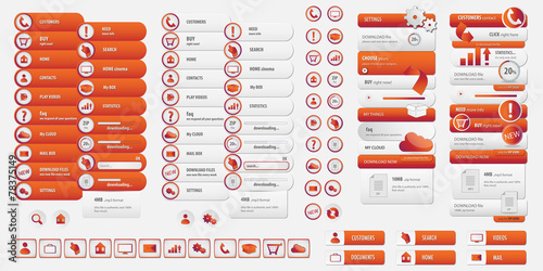 menus and buttons vector set