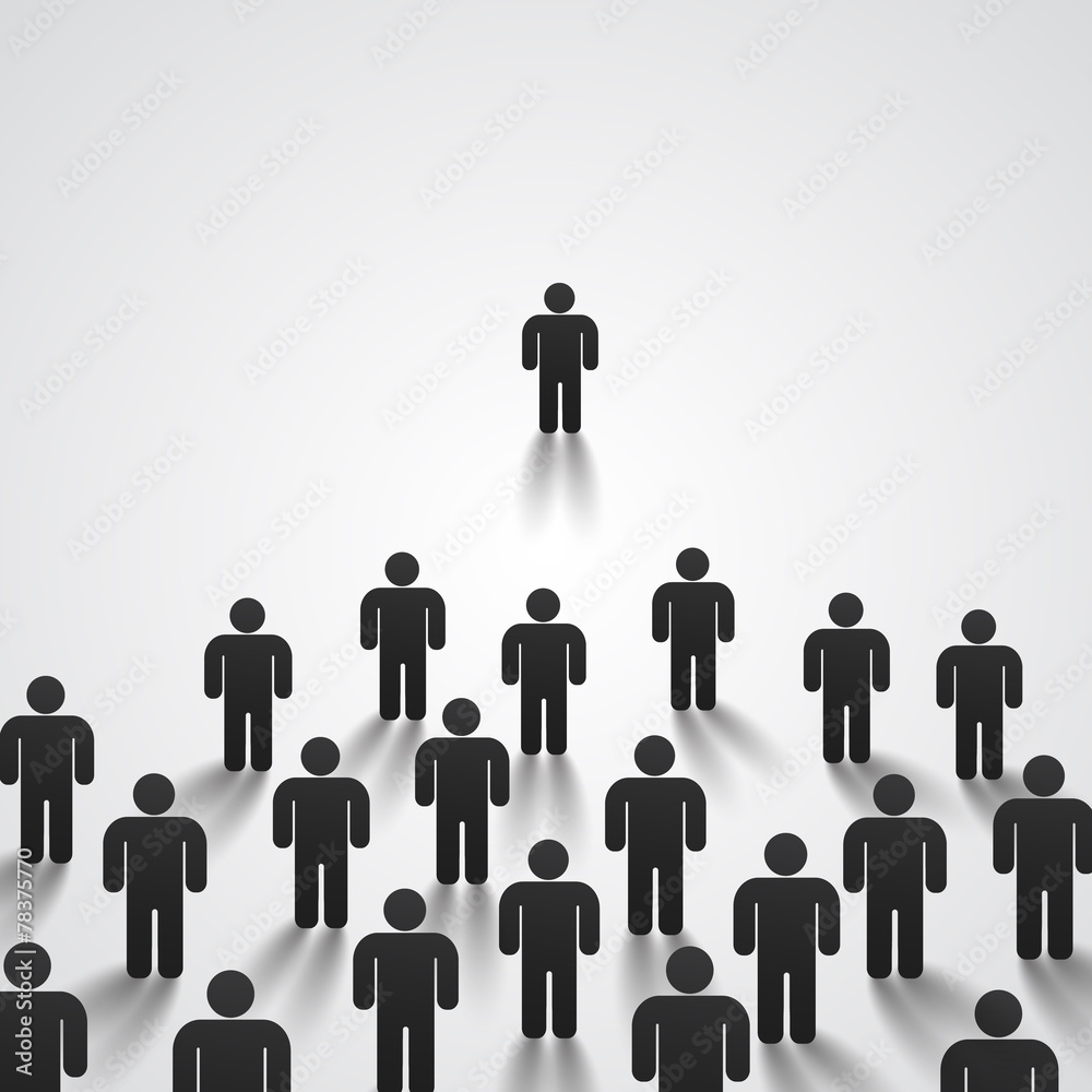 Leader stands in front of a crowd