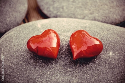 Grußkarte - rote Steinherze...