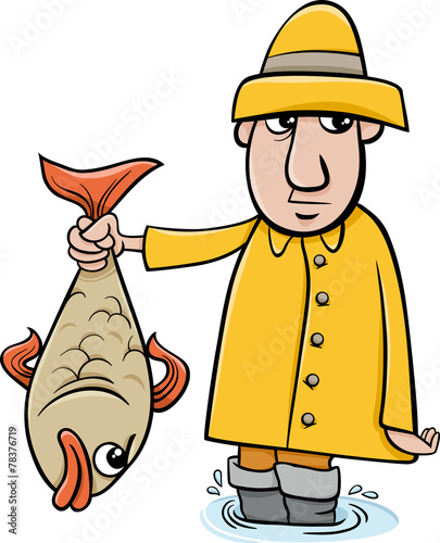 angler with fish cartoon