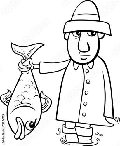 angler with fish coloring page