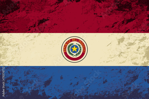 Paraguayan flag. Grunge background. Vector illustration