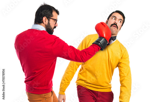 Twin brothers fighting