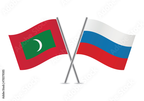 Free Download Russian and Maldives flags. Vector illustration. - GFXLoad
