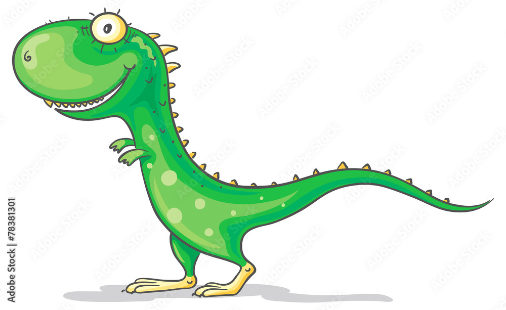 Fototapeta premium Cartoon green dinosaur