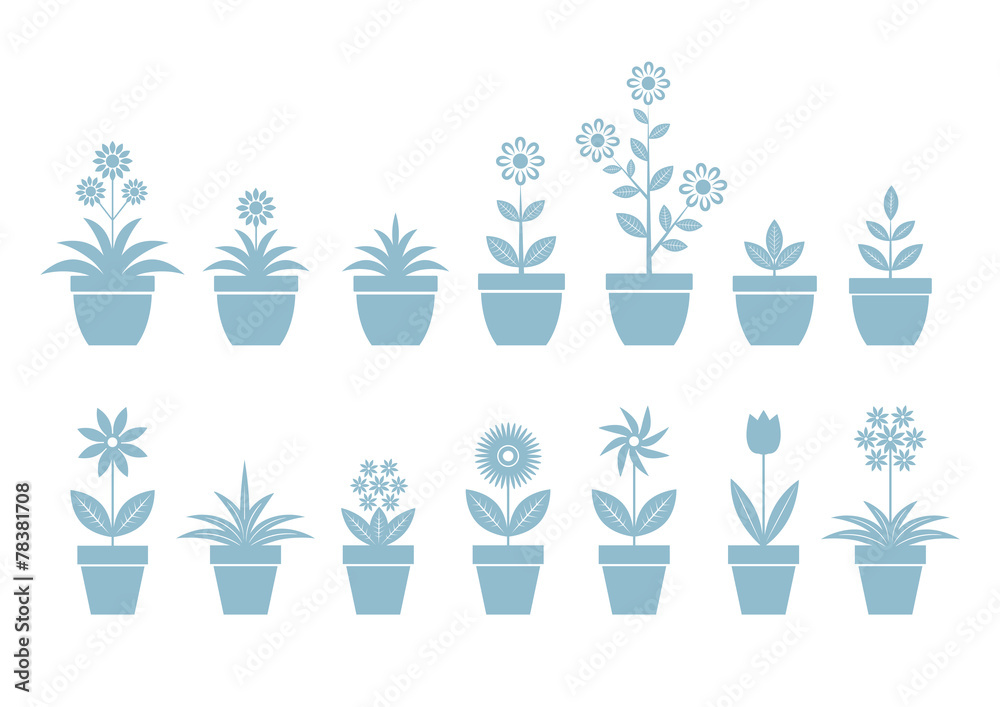 Flower icons on white background Flower icons on white background